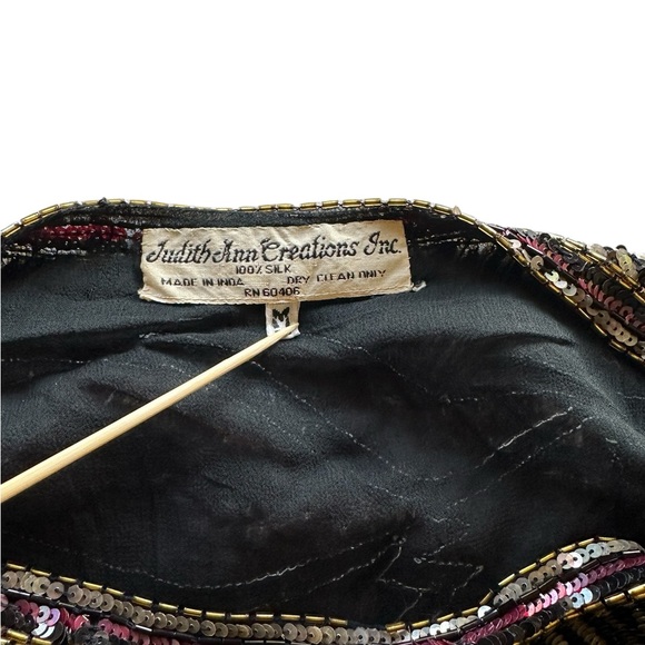 JUDITH ANN CREATIONS INC WOMENS SEQUIN TOP VINTAGE 100% SILK SZ M - Picture 8 of 16